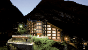 View of the Omnia hotel in zermatt