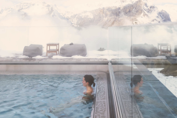 stunning rooftop pool at chetzeron in crans montana